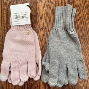 New w/o Tags Lululemon M/L Merino Wool Be Toasty GRAY Gloves Snaps TECH Friendl
